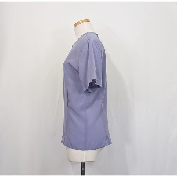 Vintage 90s Top Lavender Purple Silk Blouse Shirt Short Sleeve Misses Size 8 - Picture 3 of 6